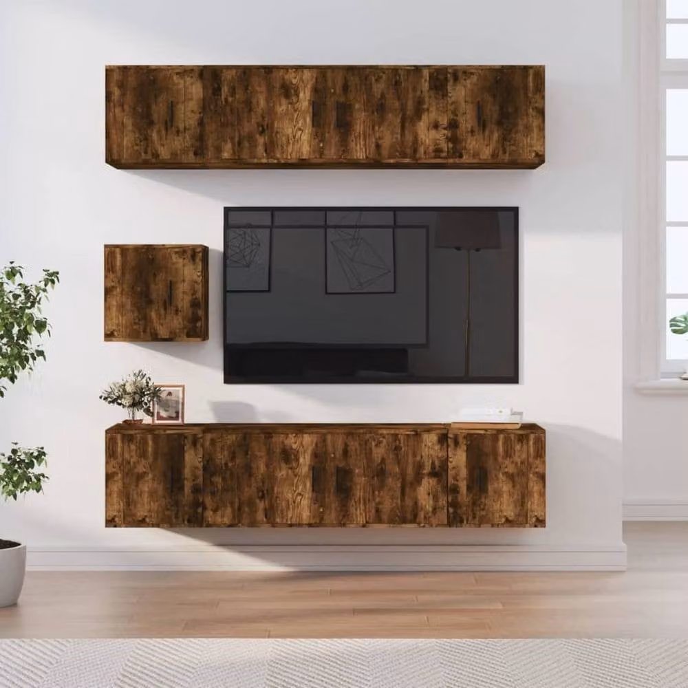 Berkfield Home 7 Piece Classic TV Cabinet Set in Smoked Oak Brown Engineered Wood – 2