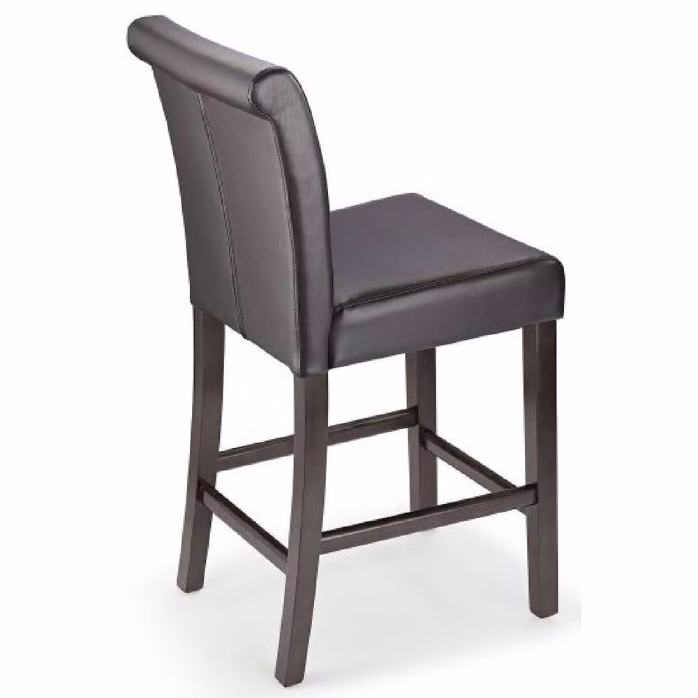 netfurniture Sayni Kitchen Bar Stool with Walnut Frame and Brown Padded Synthetic Leather Seat and Back – 2