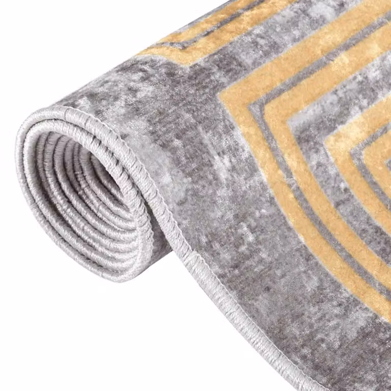Berkfield Home Grey Geometric Washable Anti Slip Round Rug, Diameter: 100 cm