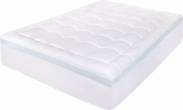 Lavio Gel-Infused Memory Foam Mattress Topper, Double, White, H x W x D: 7 x 135 x 190 cm – 1