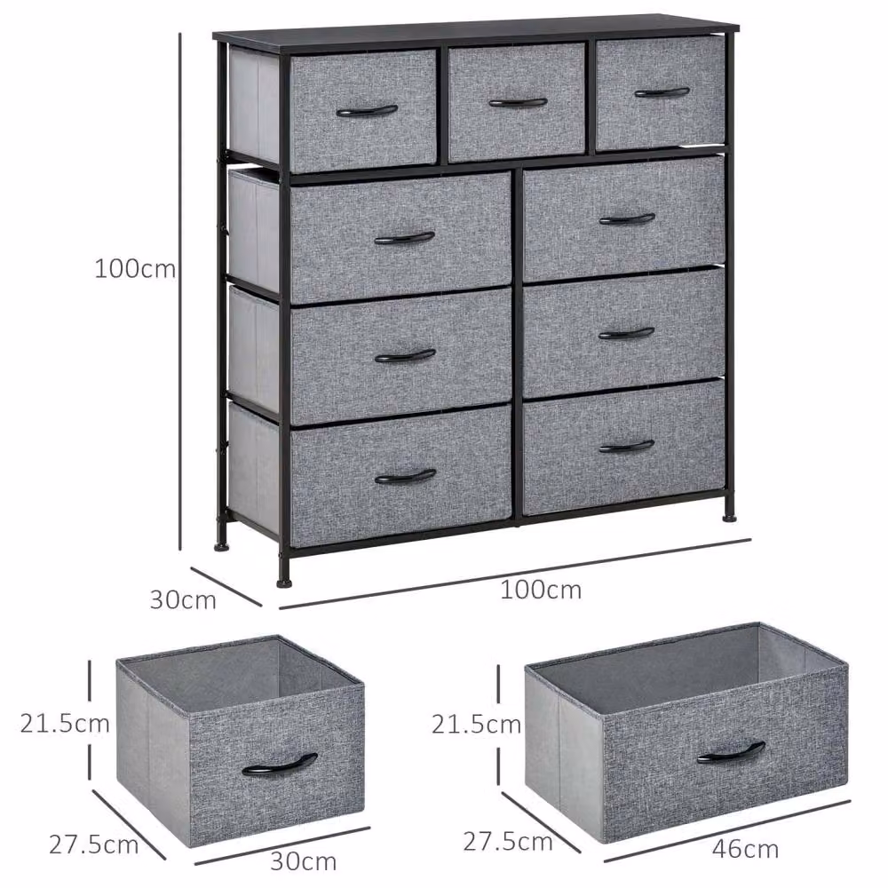 Wyld Haus Molisa 9 Drawer Fabric Dresser in Black and Grey – 4