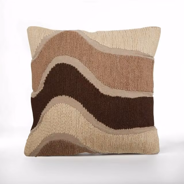 Orsina Bosie Ozella Natural Graphic Square Cushion in Multicolour and Beige Cotton and Acrylic Blend