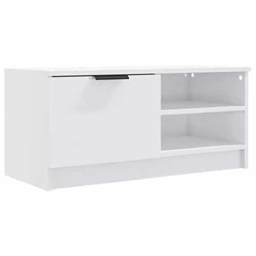vidaXL Modern High Gloss White TV Cabinet, W: 80 cm, D: 35 cm, H: 36.5 cm – 1