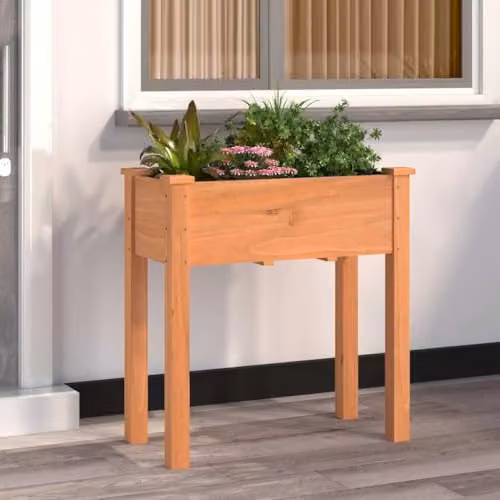 vidaXL Solid Wood Fir Planter with Liner, Brown, W: 71 cm, D: 37 cm, H: 76 cm – 2