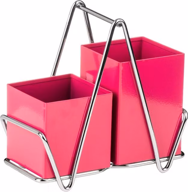 Orsina 2 Compartment Stainless Steel Wire Cutlery Caddy in Pink – 1