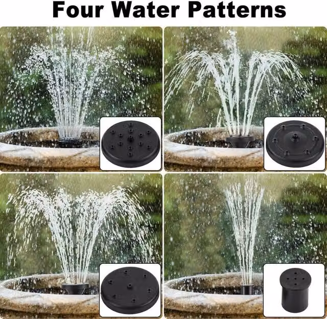 FLAVORA Solar Powered Garden Water Pump Fountain in Black, W: 100 cm, D: 15 cm – 1