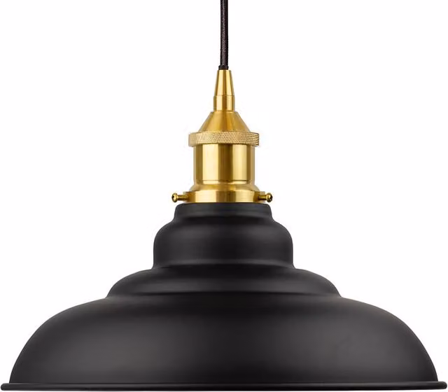SE Home St Edmund's Round Pendant Light in Matt Black and Polished Brass
