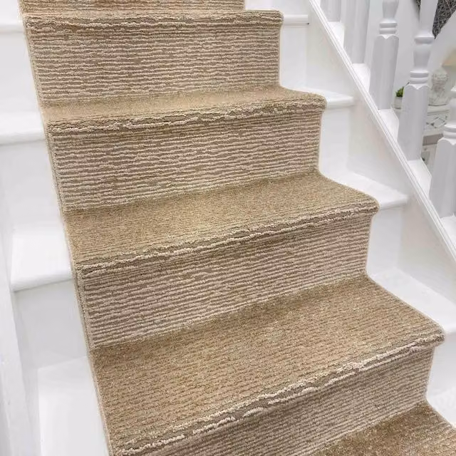 runrug Quin Stair Runner Carpet in Beige, W: 66 cm, L: 450 cm