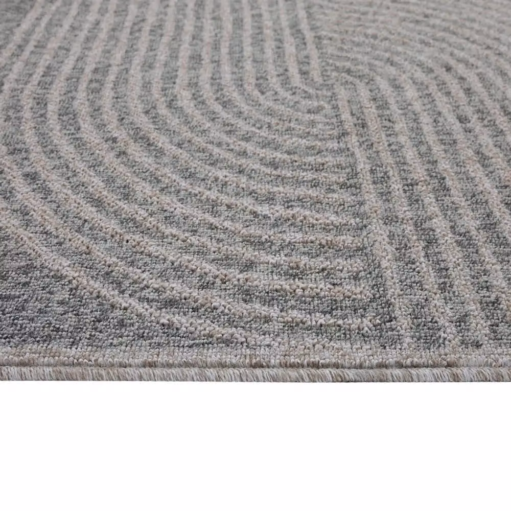 Kukoon Silver Waves Outdoor Garden Patio Rug in Beige and Grey, W/D/H: 80 x 150 cm – 2