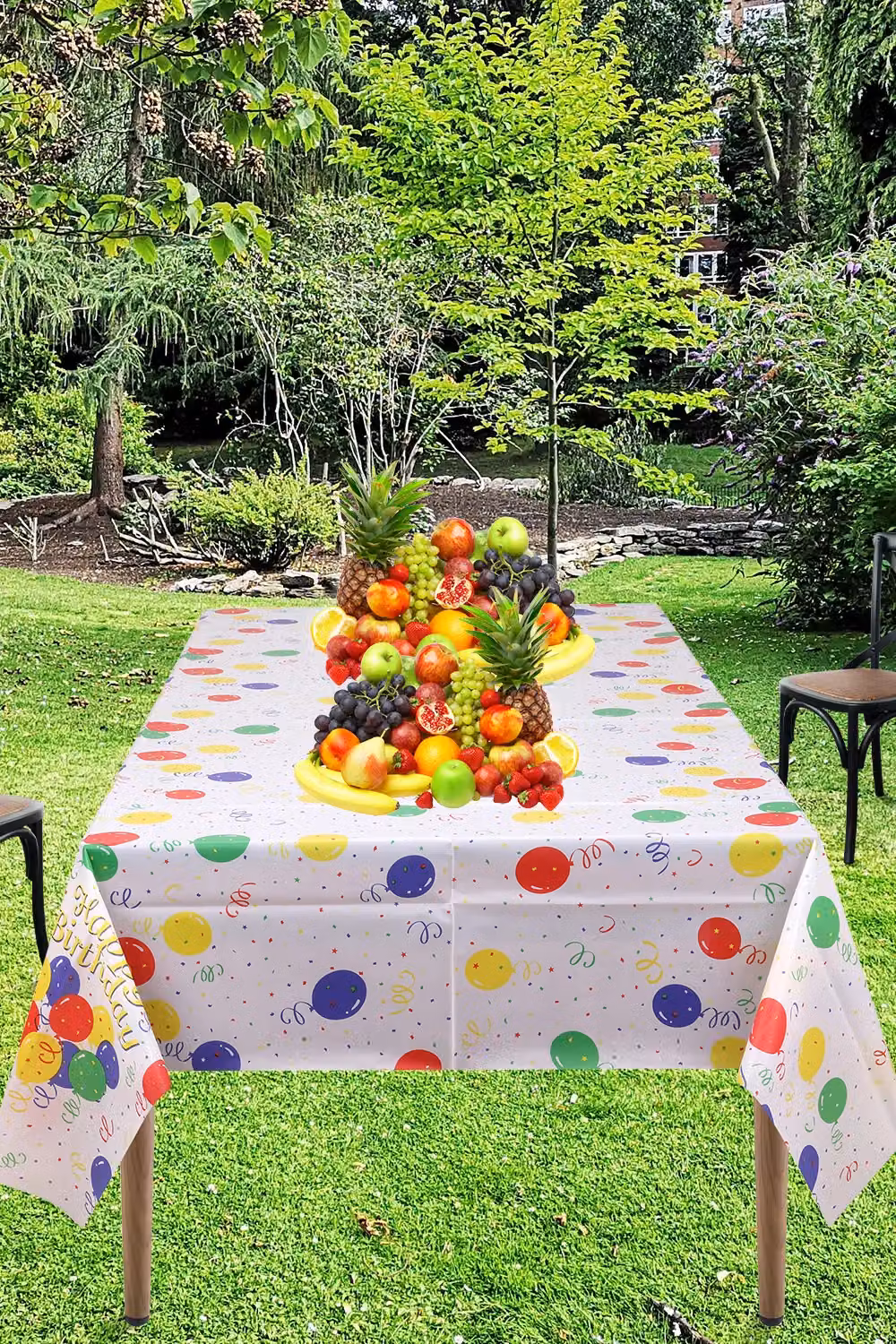 Neel Blue PVC Tablecloth with Dot Confetti Print, W/D/H: 137 x 274 cm – 2
