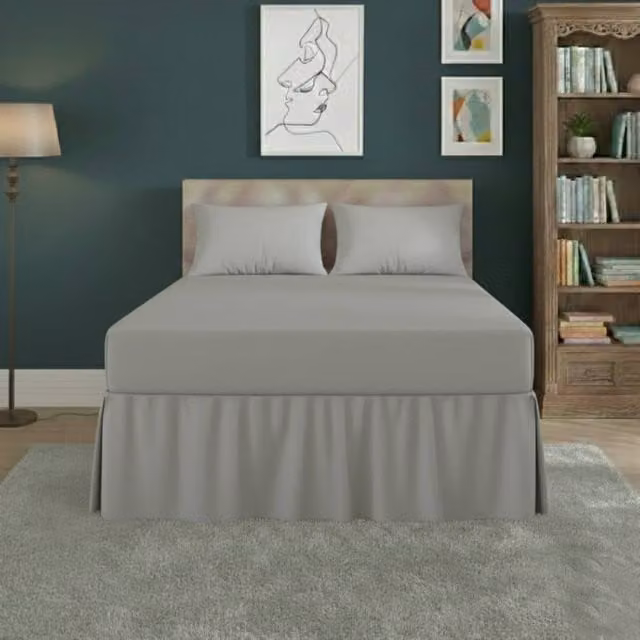 Snug City Super King Fitted Valance Bed Sheet in Silver Grey Polycotton with Frill and All-Round Elastic