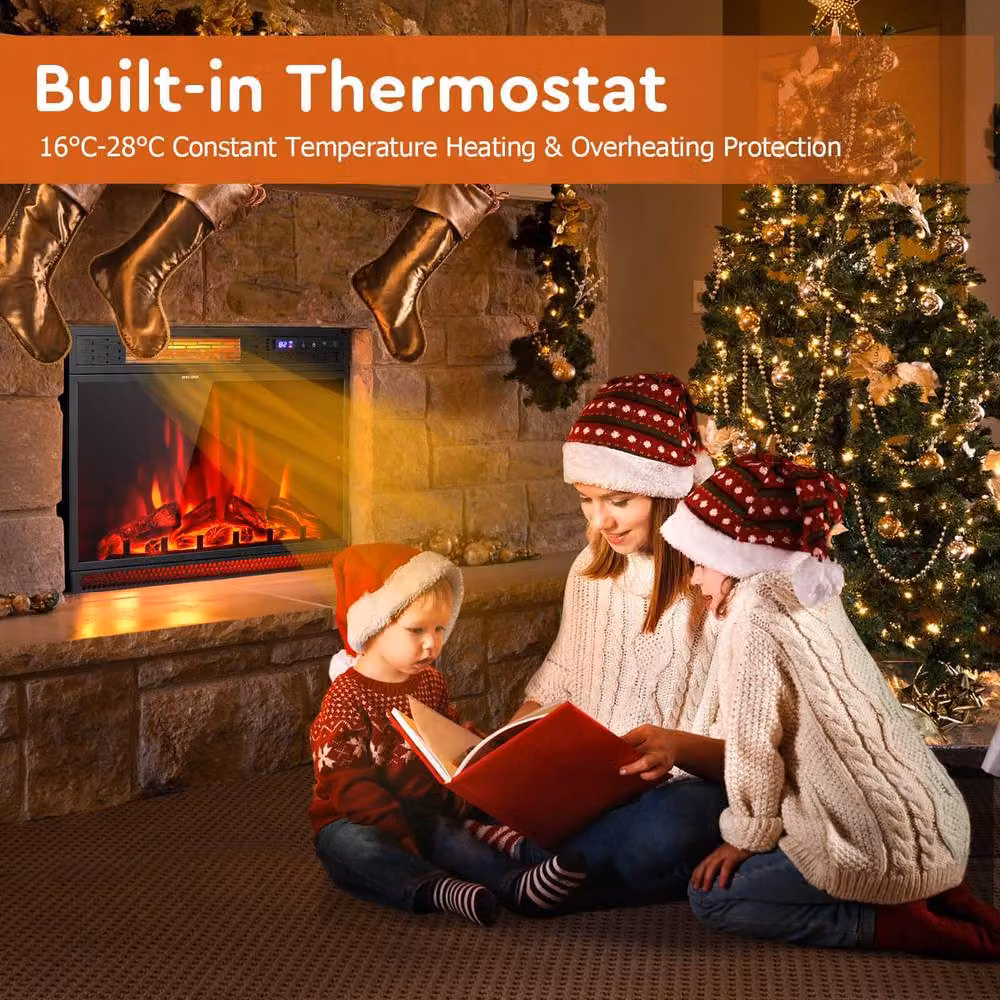 CASART Electric Fireplace Insert Infrared Heater with Remote Control, Black – 2
