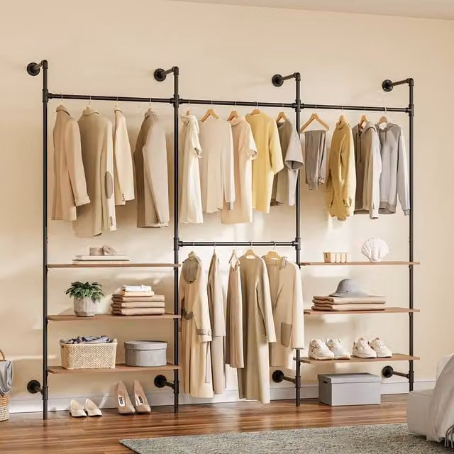 SoBuy Industrial Wall-Mounted Metal Coat Rack in Black, W: 120 cm – 1