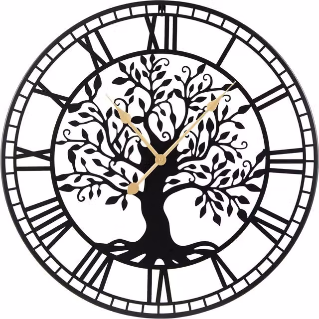 Costway Large Round Black Metal Silent Quartz Analog Wall Clock, Diameter: 68.58 cm