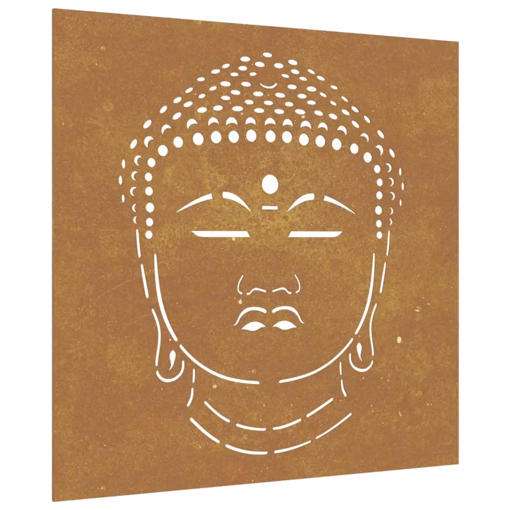 Berkfield Home Garden Buddha Head Wall Decoration, Brown Corten Steel, 55 x 55 cm – 2