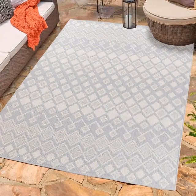 Desire Rugs Modern Ikat Design Waterproof Indoor-Outdoor Kilim Rug, Silver/Grey, W: 160 cm, L: 230 cm
