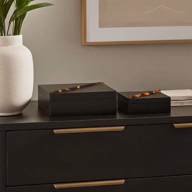 Orsina Roma Set of Two Black Tortoise Shell Trinket Boxes with Lids – 1