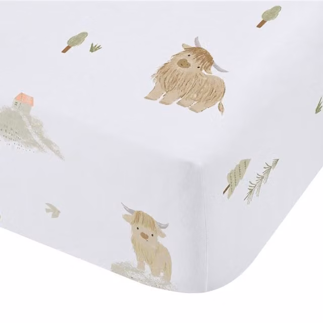 Bianca Mini Moo Childrens Cotton Fitted Sheet White
