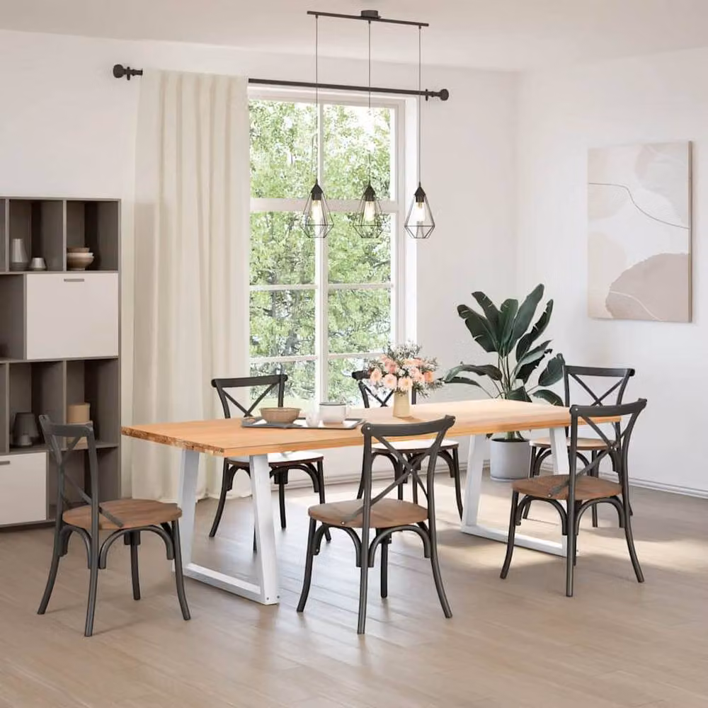 Berkfield Home V-Shape Dining Table Legs, 2 Piece Steel Set, White, H: 70-73.3 cm – 2