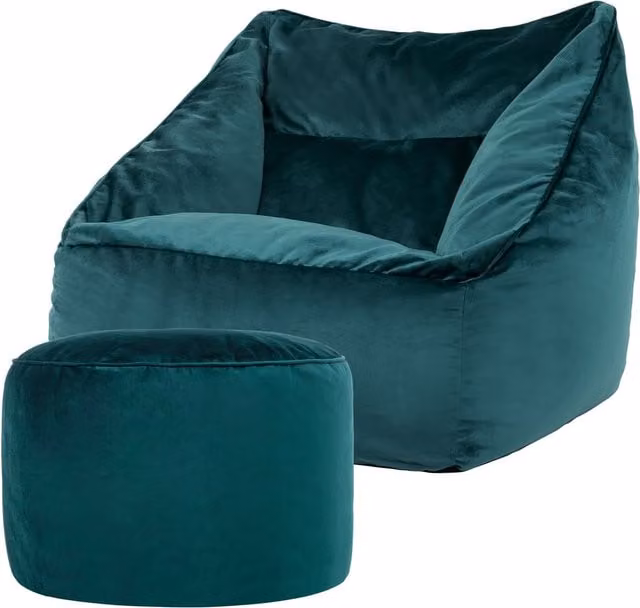 ICON Natalia Velvet Adult Bean Bag Armchair and Pouffe in Petrol Pink – 2