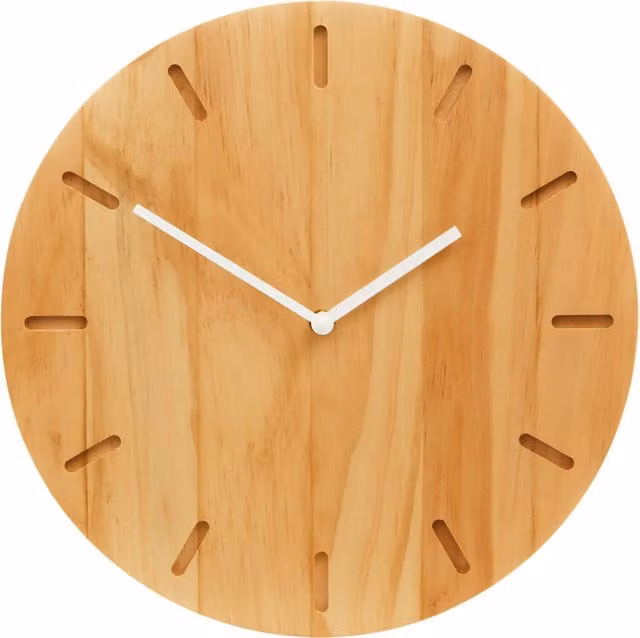 Interiors by Premier Modern Round Wood Wall Clock, Diameter: 35 cm, White and Brown