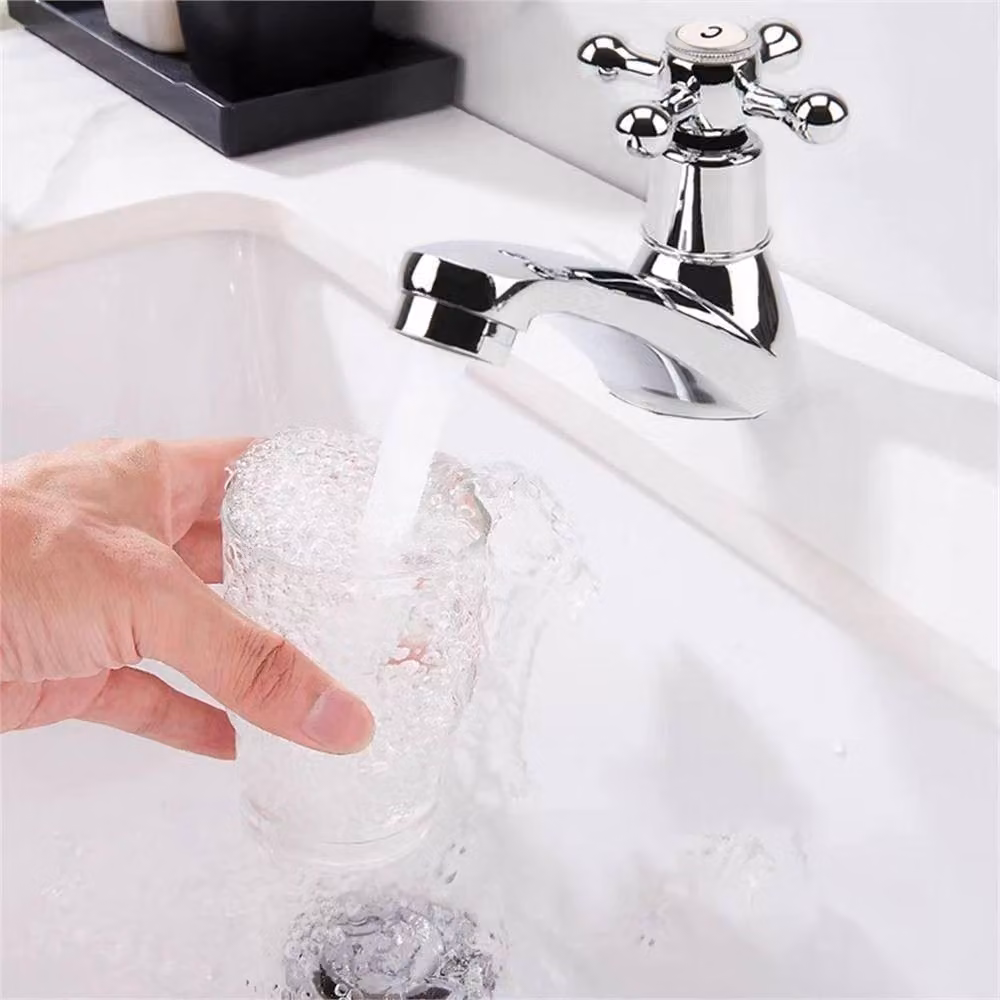 FLAVORA Twin Traditional Two-Handle Brass Bathroom Basin Taps in Silver – 2