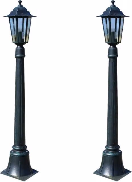 Berkfield Home Preston Solar Garden Lantern Post Lights, Green, 2 Pack, Height: 105 cm – 1