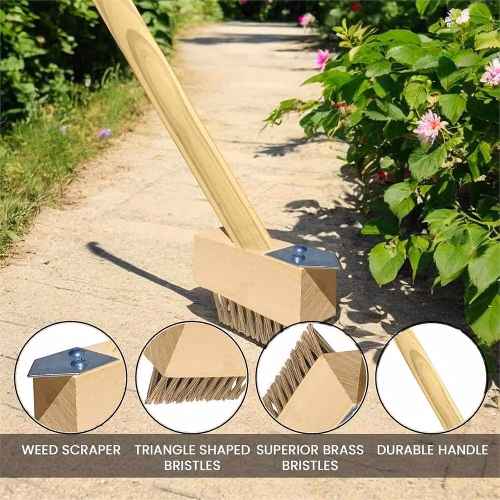 Nordara Long Handled Wire Patio Weeding Brush and Broom in Brown – 3