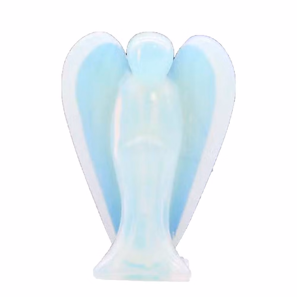 KDMD Hand Carved Opalite Angel Spiritual Tabletop Decor in Light Blue – 3