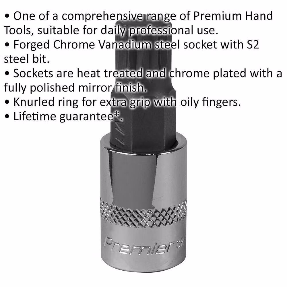 Loops M12 Forged Spline Socket Bit 3/8 Inch Square Drive Chrome Vanadium Wrench Socket in Silver – 2