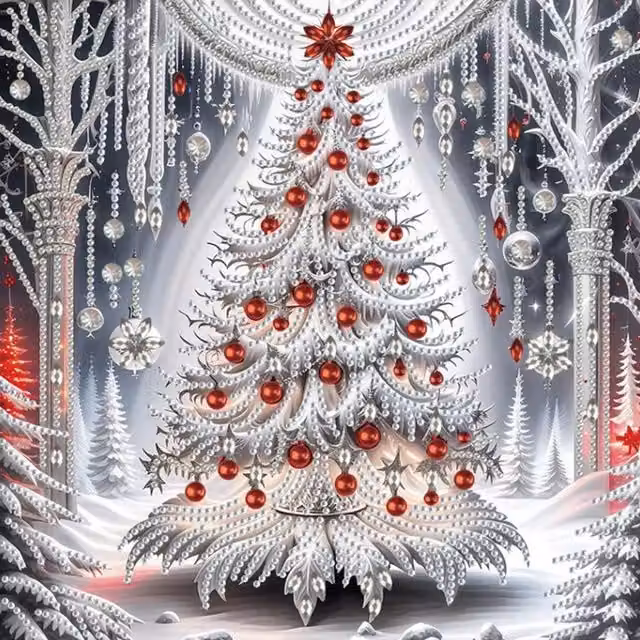 Syntego Silver Christmas Tree Diamond Painting Kit