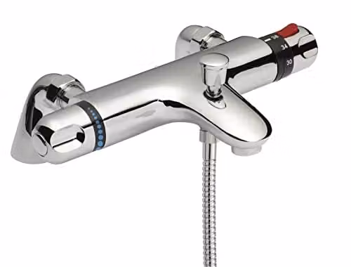 Premier CD324 Reef Thermostatic Bath Shower Mixer in Chrome with Single Lever and Safety Stop