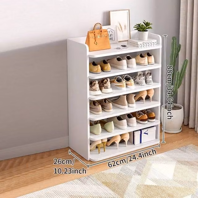 FLAVORA 6-Tier White Shoe Storage Rack, W: 50 cm, H: 62 cm – 1