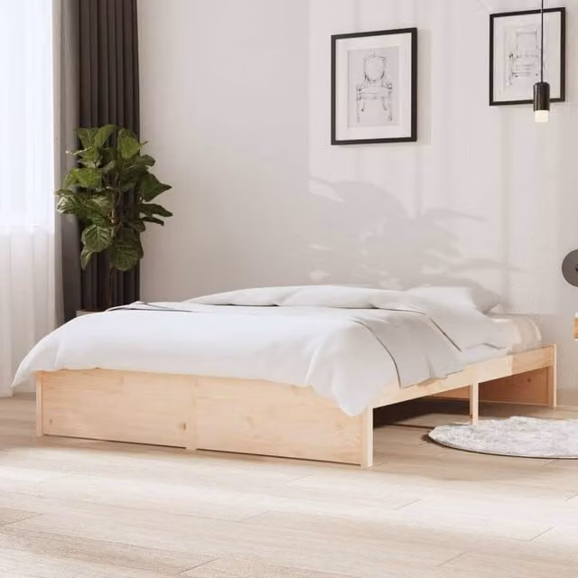 Berkfield Home Rustic Solid Pine Wood Bed Frame, Brown, W: 140 cm, L: 200 cm