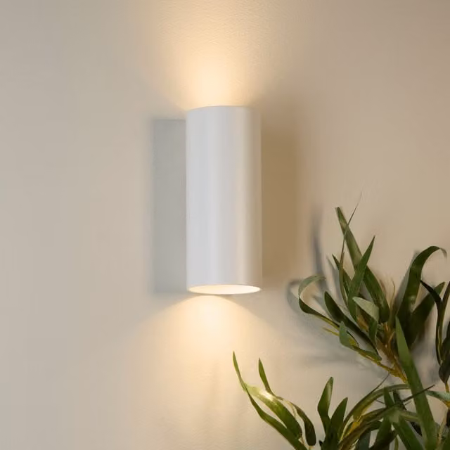 Lighting Collection Cyls Cylinder Up & Down LED Wall Light in White – 1