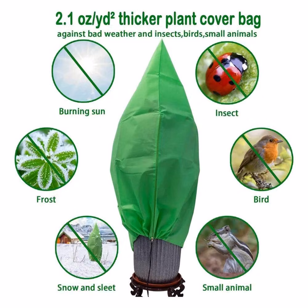 NESTLUNE Heavy Duty Frost Protection Fleece Bags in Green, H 100 cm x W 15 cm – 5