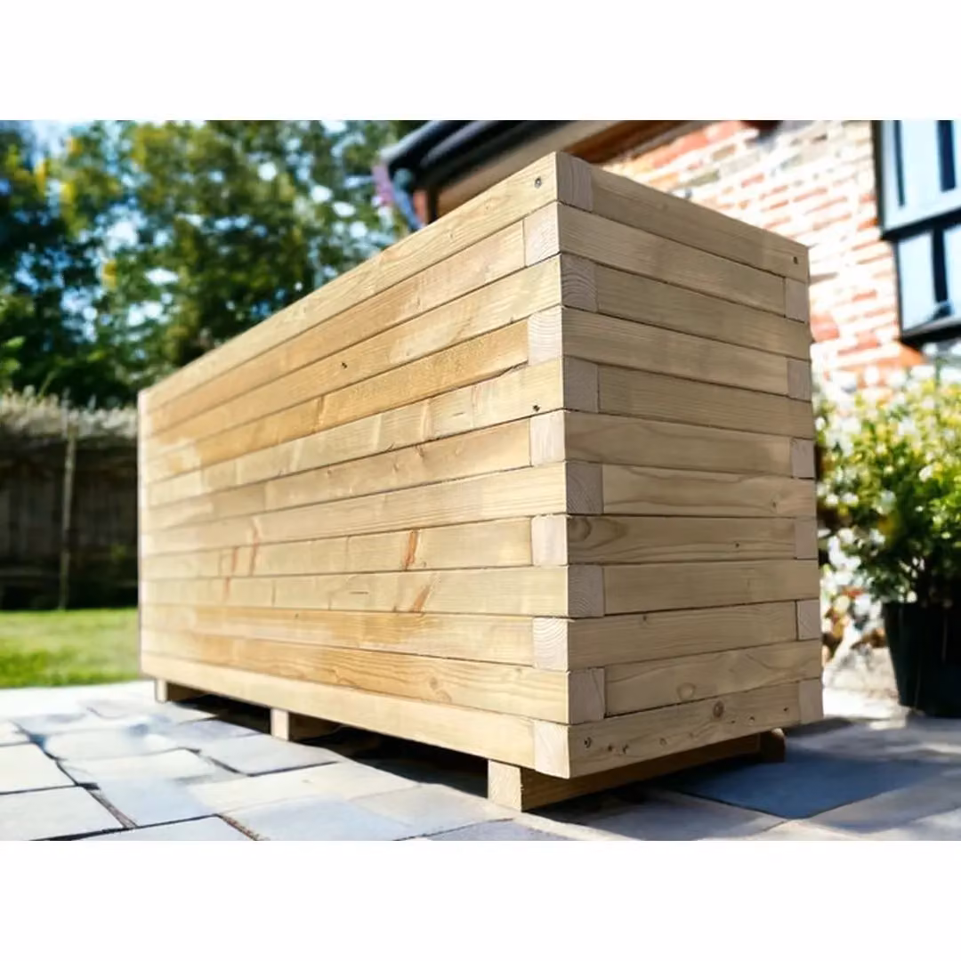 Buttercup Farm Norfolk Wood Planter in Brown, W: 30 cm, D: 120 cm, H: 30 cm – 5