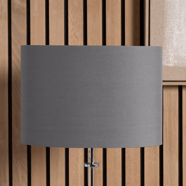 Pacific Lifestyle Modern Oval Fabric Lamp Shade in Grey, Diameter: 30 cm