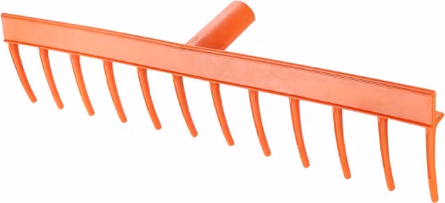 SolaDirect Heavy-Duty Garden Rake with 19 Plastic Tines and Wood Handle, Orange, Head Width: 44 cm