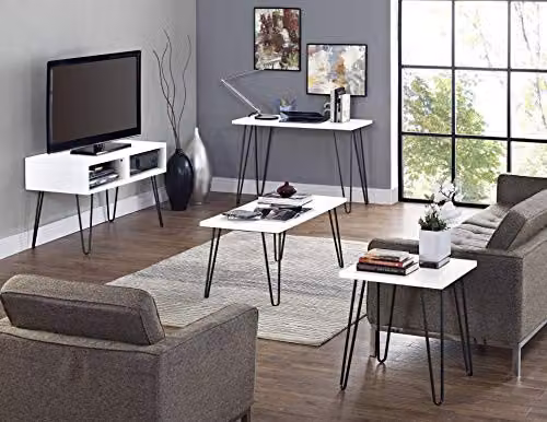 DHP Furniture Owen End and Side Table in White and Black – 2