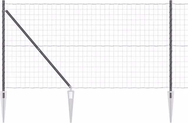 Berkfield Home Euro Fence with 13 Spike Posts, Galvanised Steel, Grey, W: 25 m, H: 1.2 m