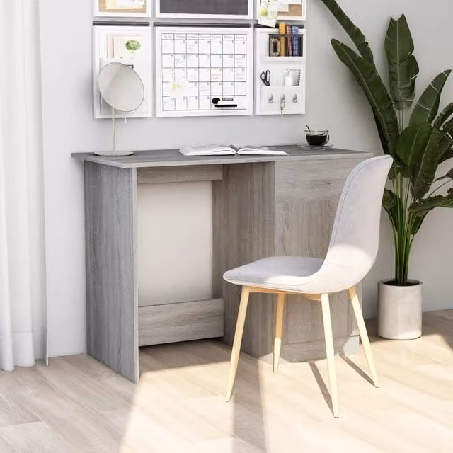 Berkfield Modern Grey Writing Desk in MDF, W/D/H: 100 x 50 x 76 cm – 1