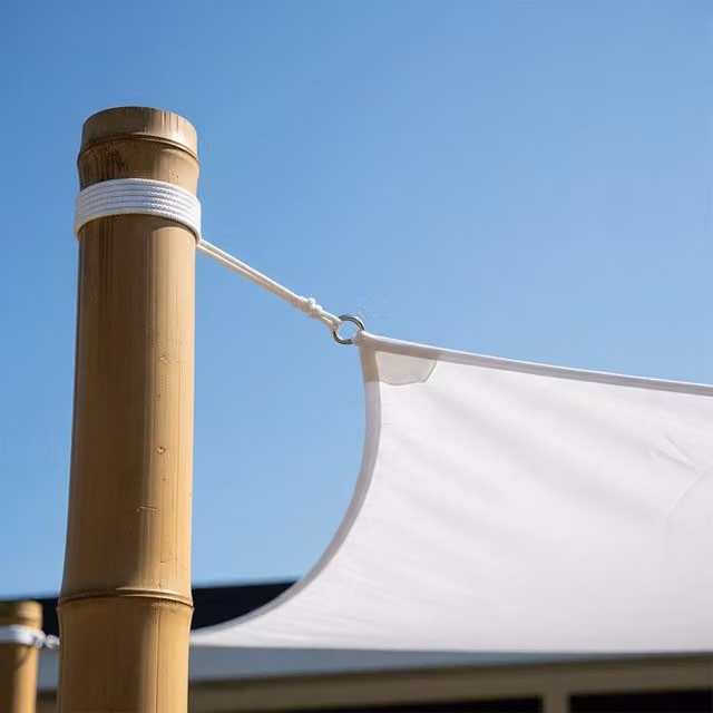 Primrose Beige Bamboo Shade Sail Pole with Ropes