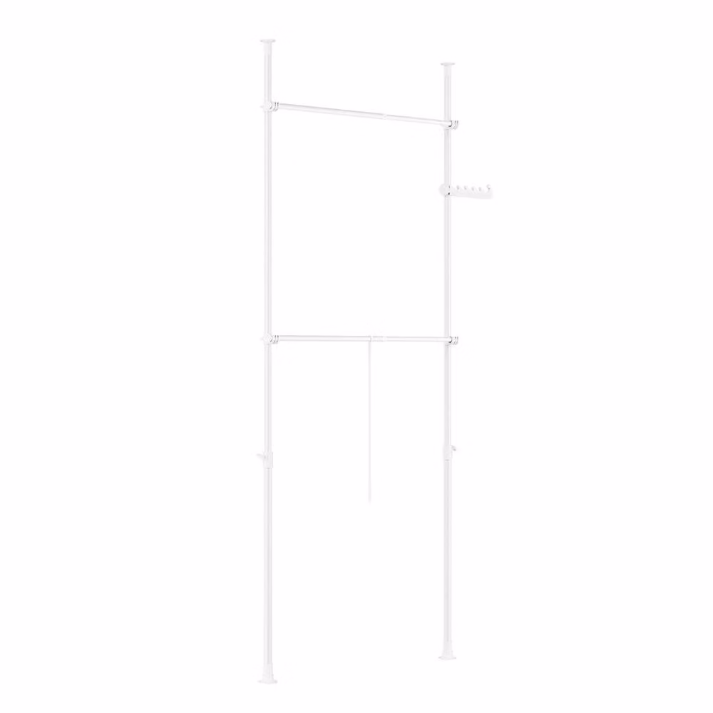 SoBuy Adjustable White Metal Clothes Rail and Dual Hook Wardrobe for Bedroom or Hallway – 2