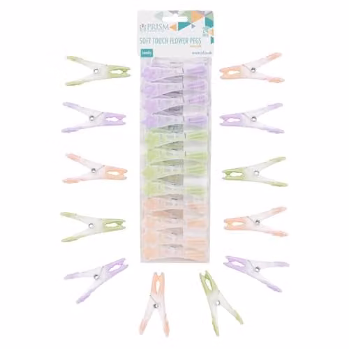JVL 24 Pack Soft Touch Flower Clothes Pegs in Multicolour and Green – 1