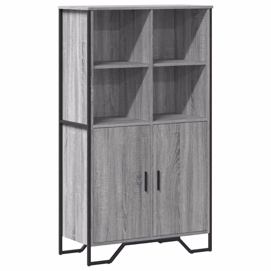 Berkfield Home Grey Sonoma Highboard in Matt MDF, W: 79.5 cm, D: 35.5 cm, H: 137.5 cm – 2