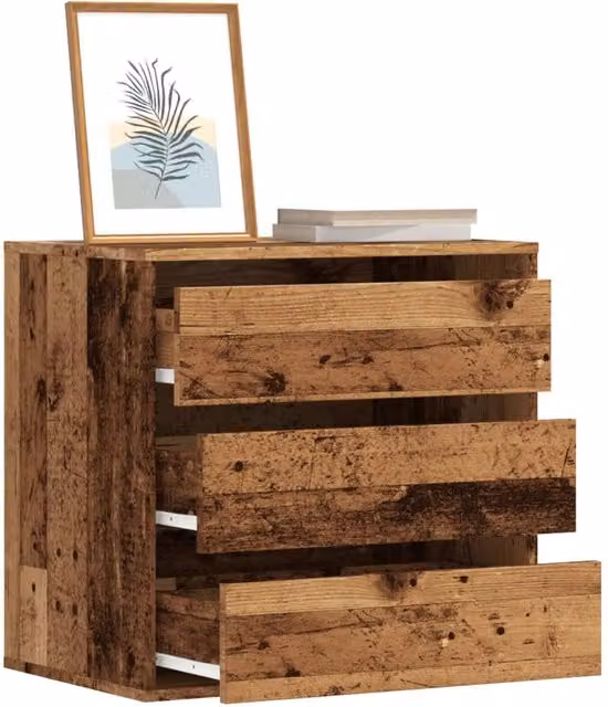 Berkfield Home Corner Chest of Drawers in Old Wood Brown, W/D/H: 60 x 41 x 58 cm
