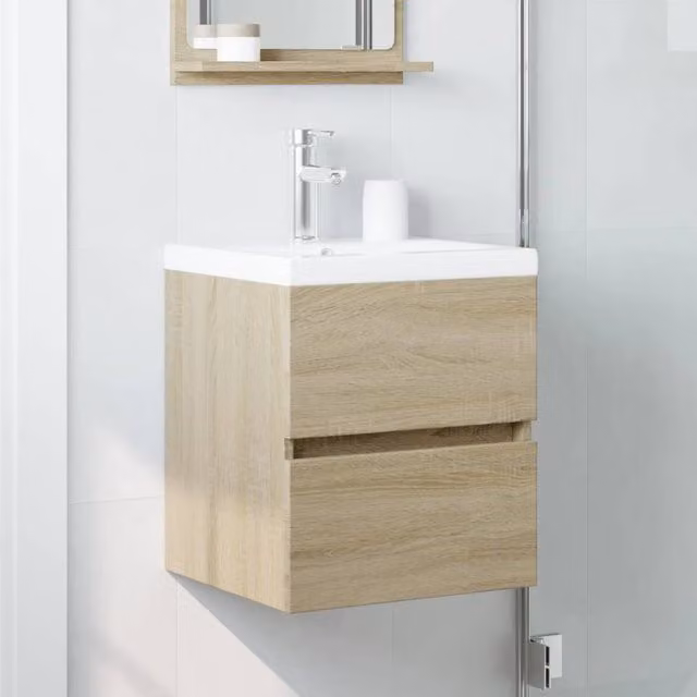 Berkfield Home Sonoma Oak Sink Cabinet in Beige, W/D/H: 41 x 38.5 x 45 cm