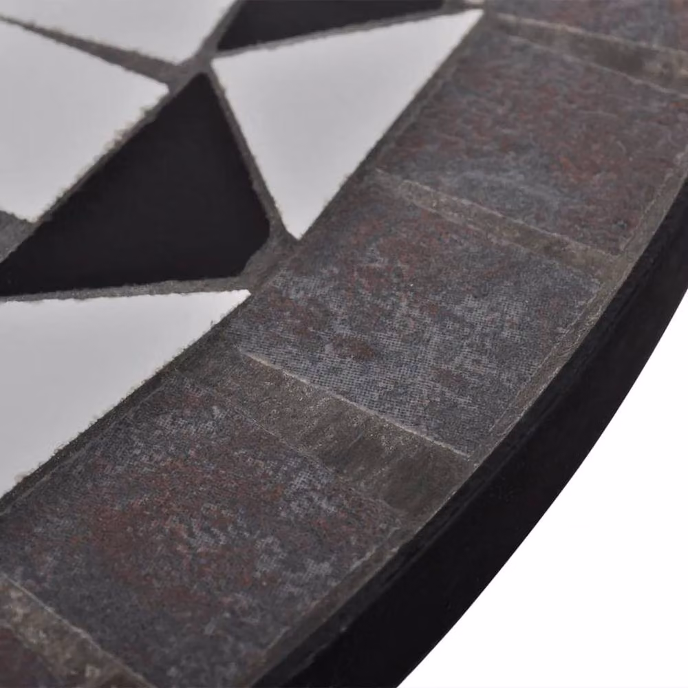 Berkfield Home Bistro Table with Black and White Geometric Mosaic Ceramic Top and Metal Base, Diameter: 60 cm – 3
