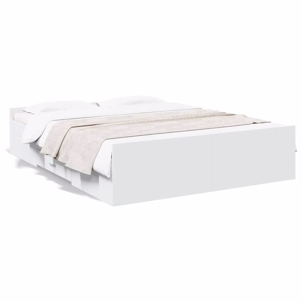 Berkfield Home Bed Frame with Drawers, White, W: 140 cm, D: 200 cm – 2